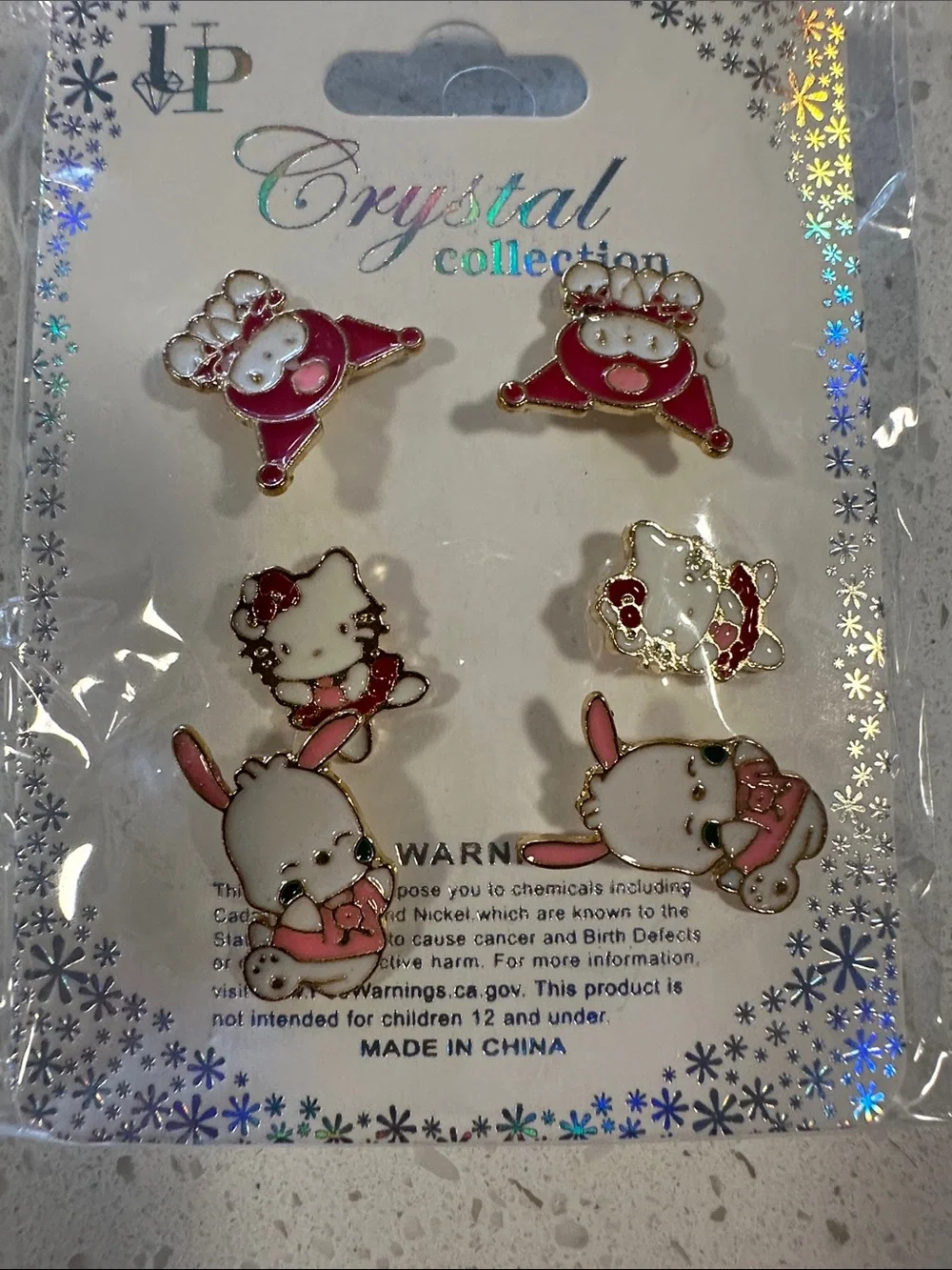 Hello Kitty Pink and White Enamel Kids Earring Set